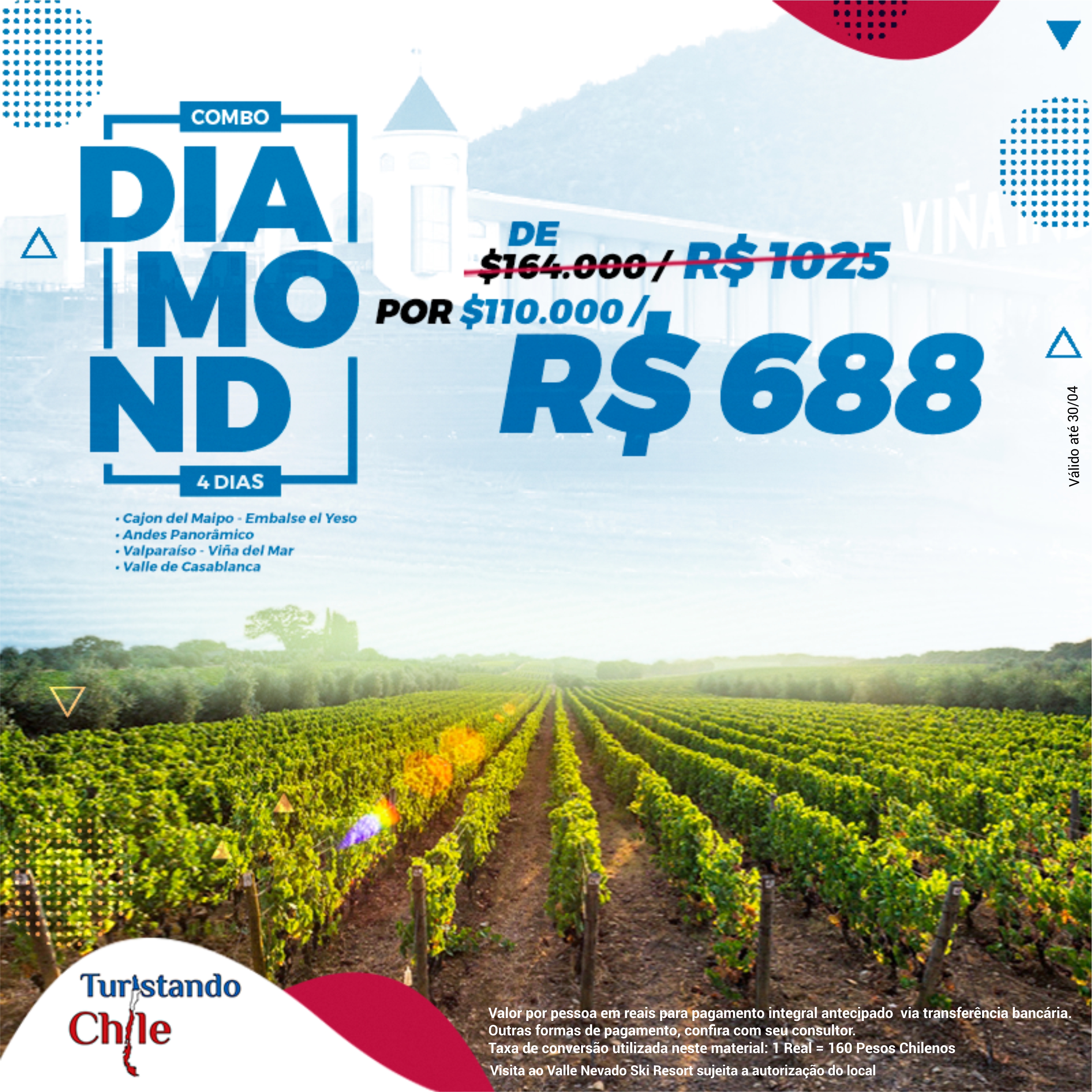 Pacotes Turistando Chile - COMBO DIAMOND Pacotes Turistando Chile - COMBO DIAMOND